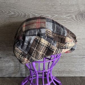 Gap Kids Patchwork Plaid Newsboy Cap in Brown and Gray Small/Medium